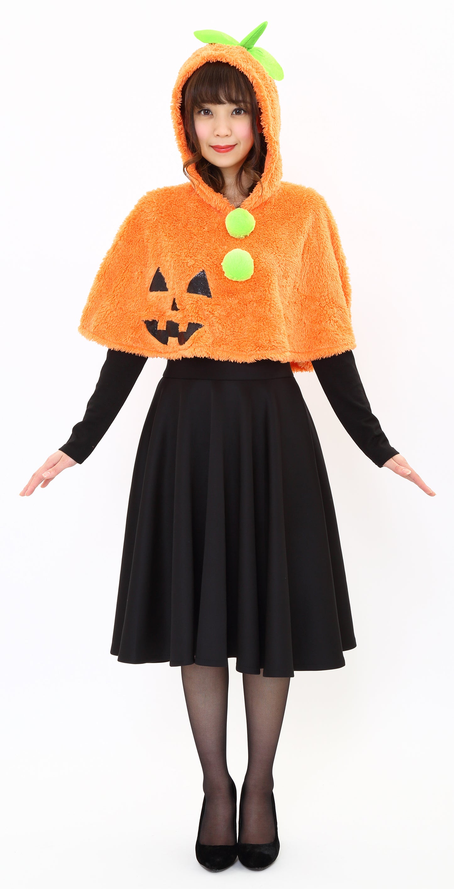 コスプレ かぼちゃ HW もこもこパンプキンケープ レディース フリーサイズ オレンジ【クリアストーン】