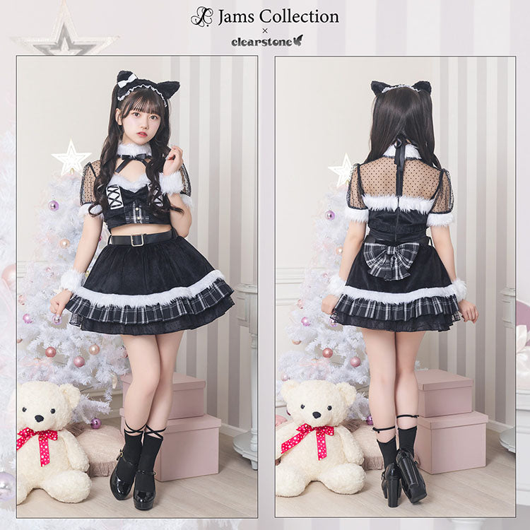 ※今期完売※《JamsCollection着用》コスプレ ねこ サンタ クリスマス リリパレ ルナキャット レディース フリーサイズ ブラック【クリアストーン】♡