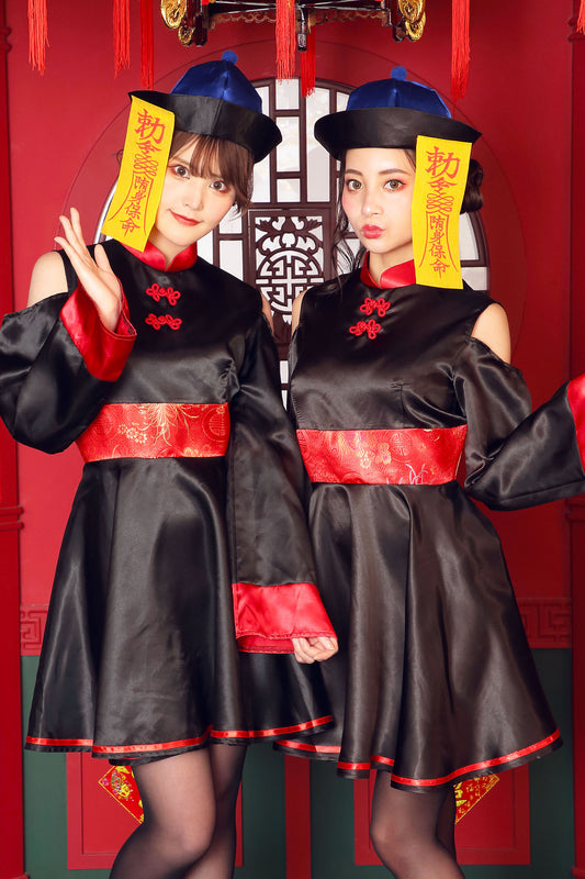 コスプレ キョンシー ハロウィン ルーズスリーブキョンシー レディース フリーサイズ レッド【クリアストーン】♡