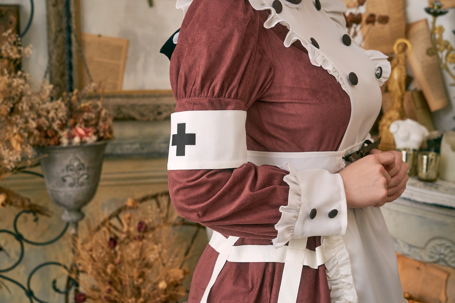 《えなこちゃん着用》コスプレ ハロウィン 悪魔 ナース ダスティコンフィ デビルナース レディース フリーサイズ レッド【クリアストーン】♡