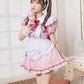 《ないるコラボ》コスプレ メイド 魔法少女 リリパレ マジカルリボンメイド レディース フリーサイズ ピンク【クリアストーン】♡