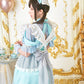 《えなこちゃん監修》 コスプレ メイド服 20周年 アニバーサリーメイド ワンピース レディース フリーサイズ ミントグリーン【クリアストーン】♡