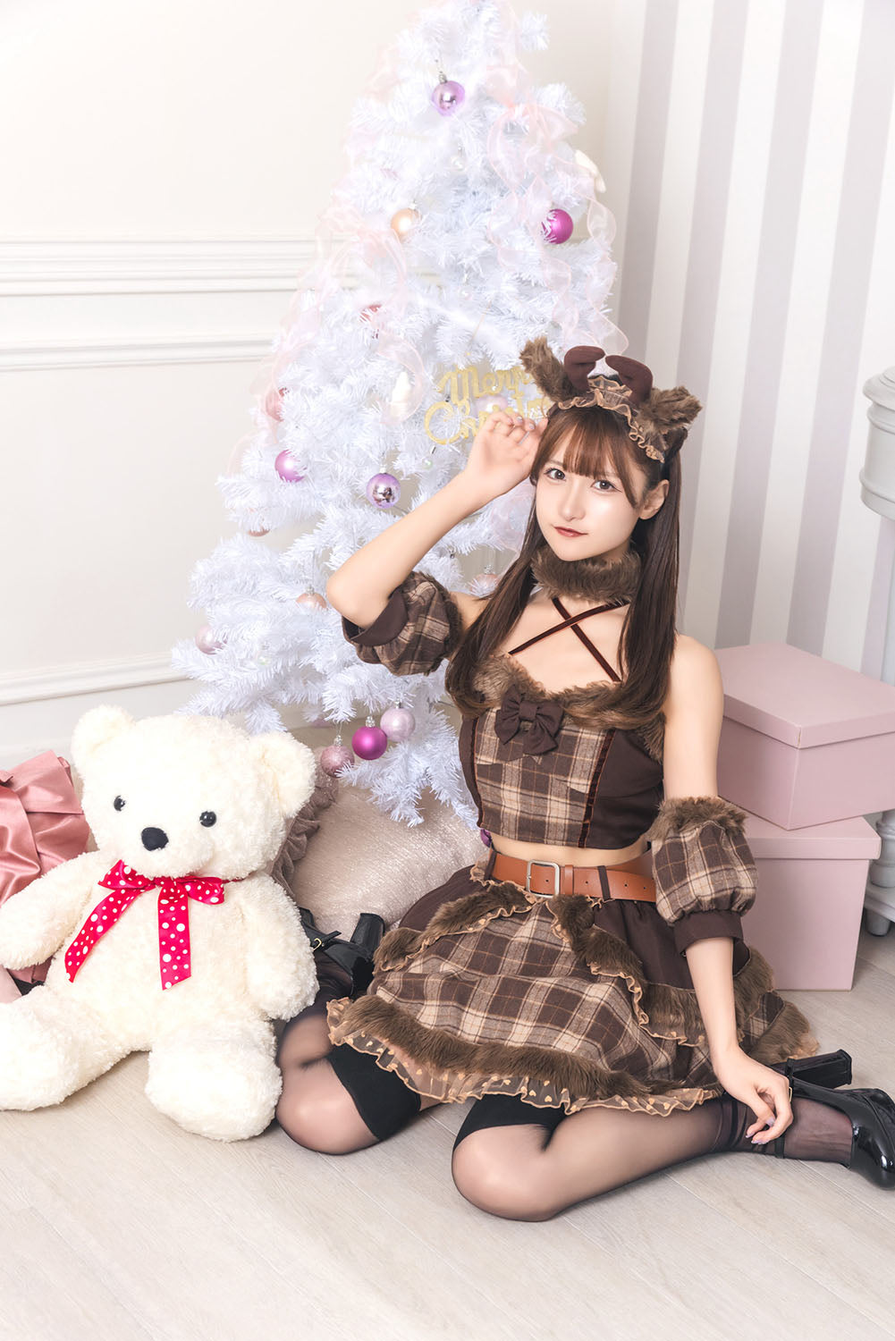 ※今期完売※[New]《JamsCollection着用》コスプレ トナカイ クリスマス リリパレ ブラウニートナカイ レディース フリーサイズ ブラウン【クリアストーン】♡