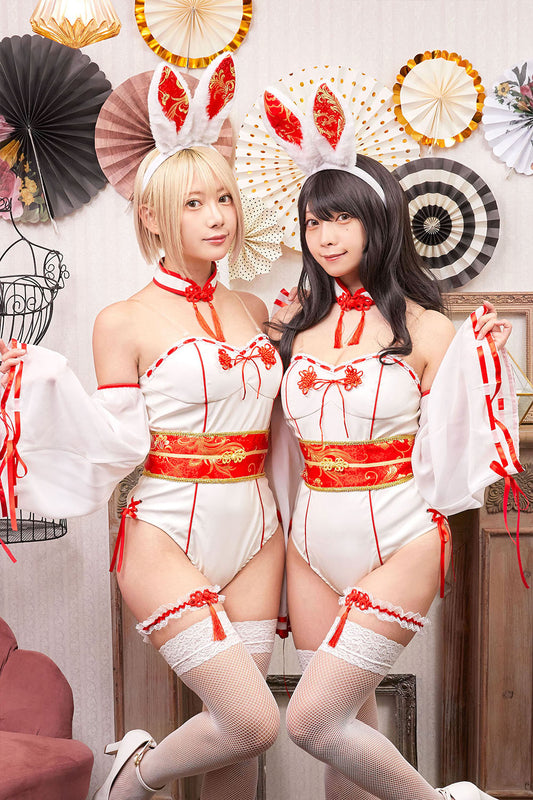 コスプレ 巫女 バニーガール シュガーウィップ 巫女バニー レディース フリーサイズ ホワイト【クリアストーン】♡