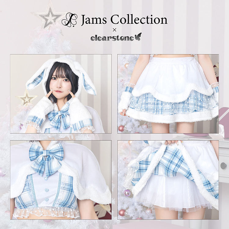 ※今期完売※[New]《JamsCollection着用》コスプレ うさぎ クリスマス リリパレ スノーラビット レディース フリーサイズ ピンク/ブルー【クリアストーン】♡