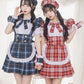 [再入荷]《JamsCollection着用》コスプレ リリパレ アイドルチェックメイド レディース フリーサイズ ネイビー/レッド 【クリアストーン】♡