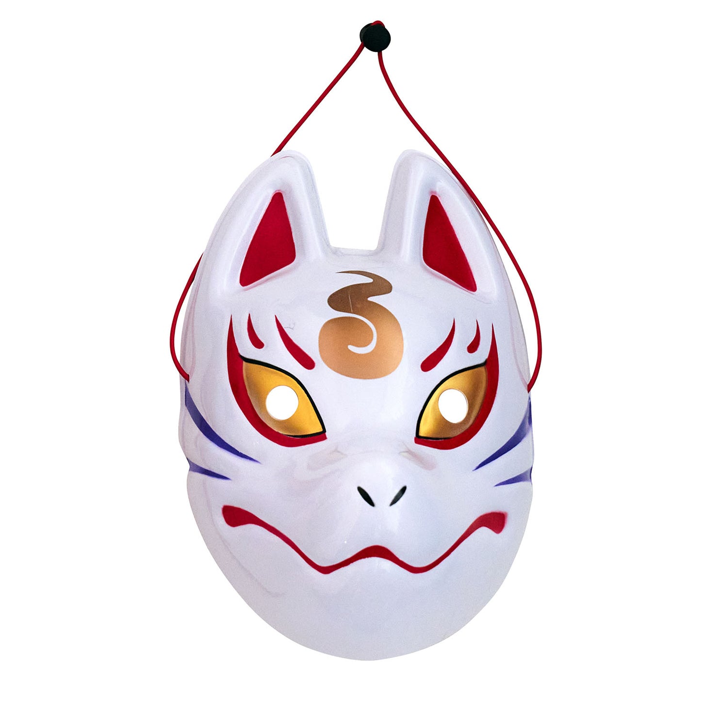 [New] コスプレ小物 きつね お面 和風お面 狐面 ユニセックス フリーサイズ ホワイト/ブラック/レッド 【クリアストーン】