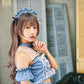 [New] コスプレ メイド シュガーウィップ デニムライクメイド レディース フリーサイズ ブルー【クリアストーン】♡